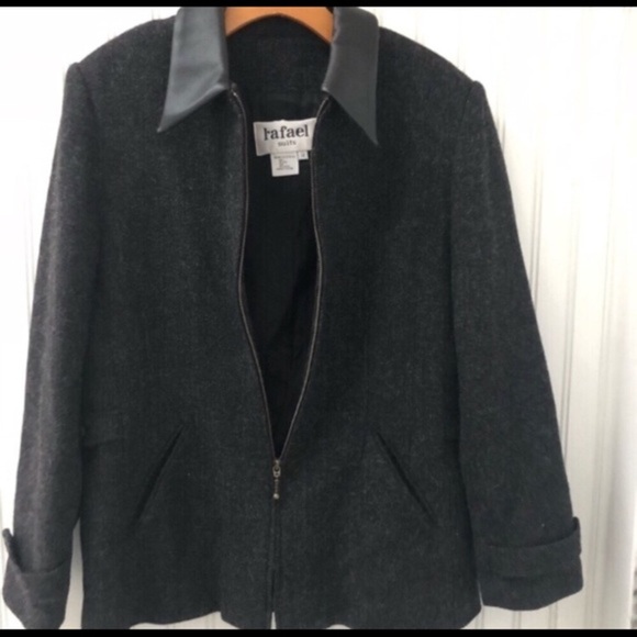 NWT VTG Rafael Wool & Faux Leather Jacket - Picture 2 of 8